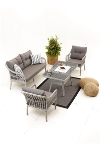 Çeşme Rattan Bahçe Oturma Grubu (2+1+1+MASA) - Gri